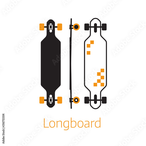 Modern Long Board Desk Icons in Outline