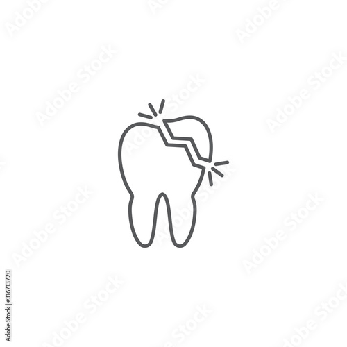 Decayed teeth vector icon symbol dental disease isolated on white background