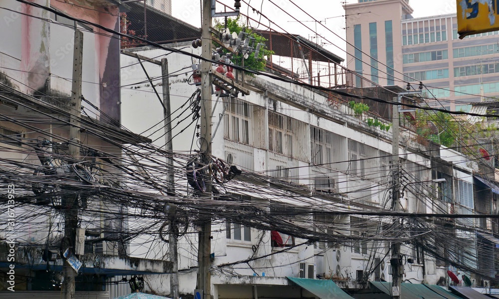 Chaotic Electricity lines in Bangkok, Thailand