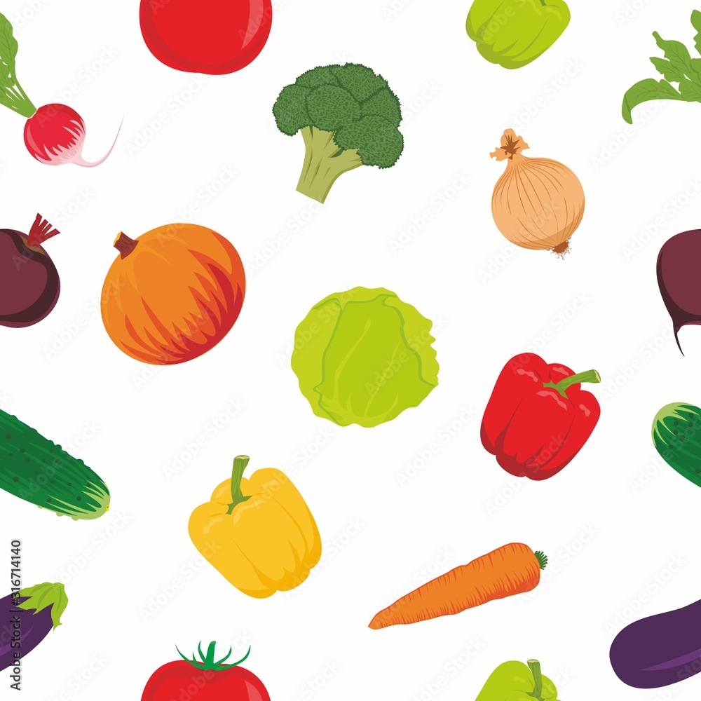 Vector illustration seamless pattern background of vegetables Vector illustration seamless pattern background of vegetables