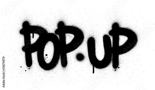 graffiti pop up text sprayed in black over white
