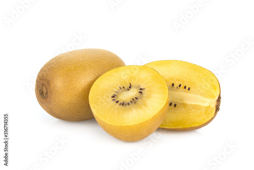 yellow kiwi or gold kiwi fruit isolated on white background