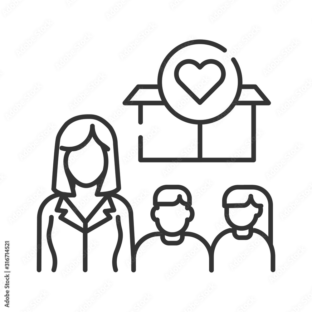 Help poor street children black line icon. Charity concept for kids. Sign for web page, mobile app, banner, social media. Editable stroke. Help poor street children black line icon. Charity concept for kids. Sign for web page, mobile app, banner, social media. Editable stroke.