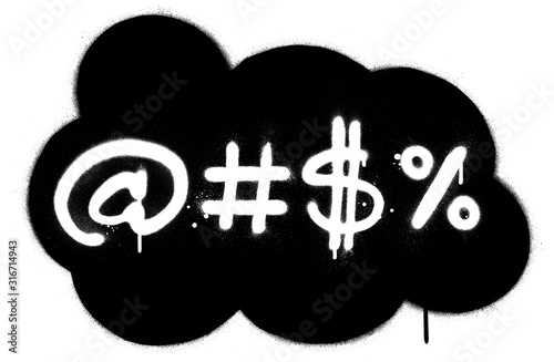 graffiti white cartoon tantrum sprayed in black cloud