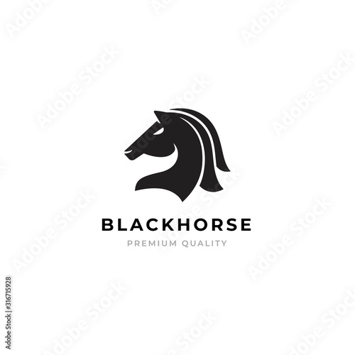 Black horse emblem logo. Isolated on white background. Premium vector