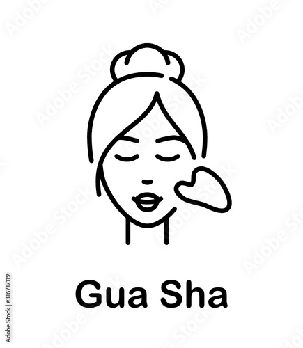Facial Massage Gua Sha. Vector Icon