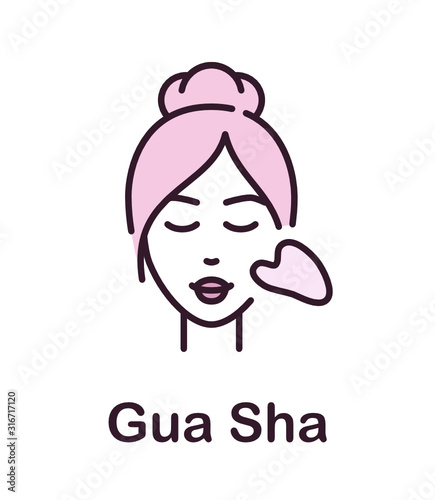 Facial Massage Gua Sha. Vector Icon 