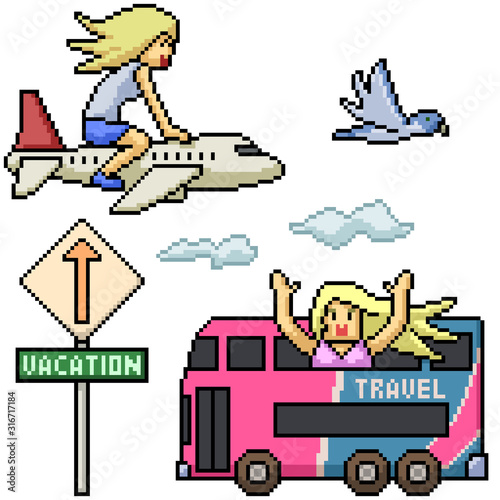 vector pixel art holiday travel