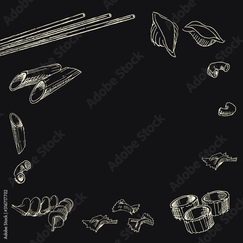 Banner for Italian restaurant, pasta cooking, text
