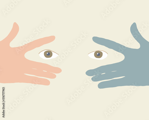 Man Looks At The World Through His Fingers