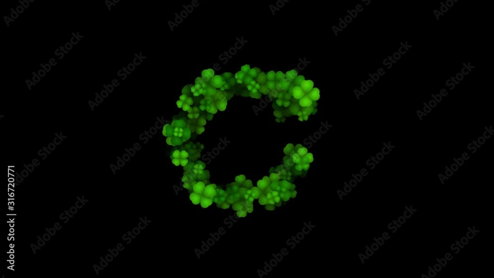 Clover letter C lowercase reveal on black background Clover letter C lowercase reveal on black background