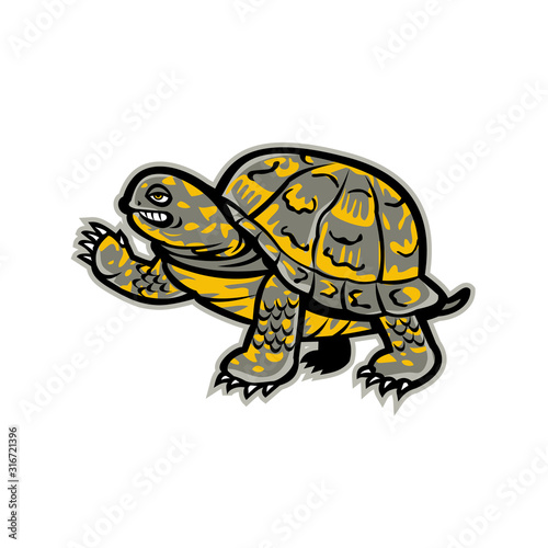 Eastern Box Turtle Waving Mascot