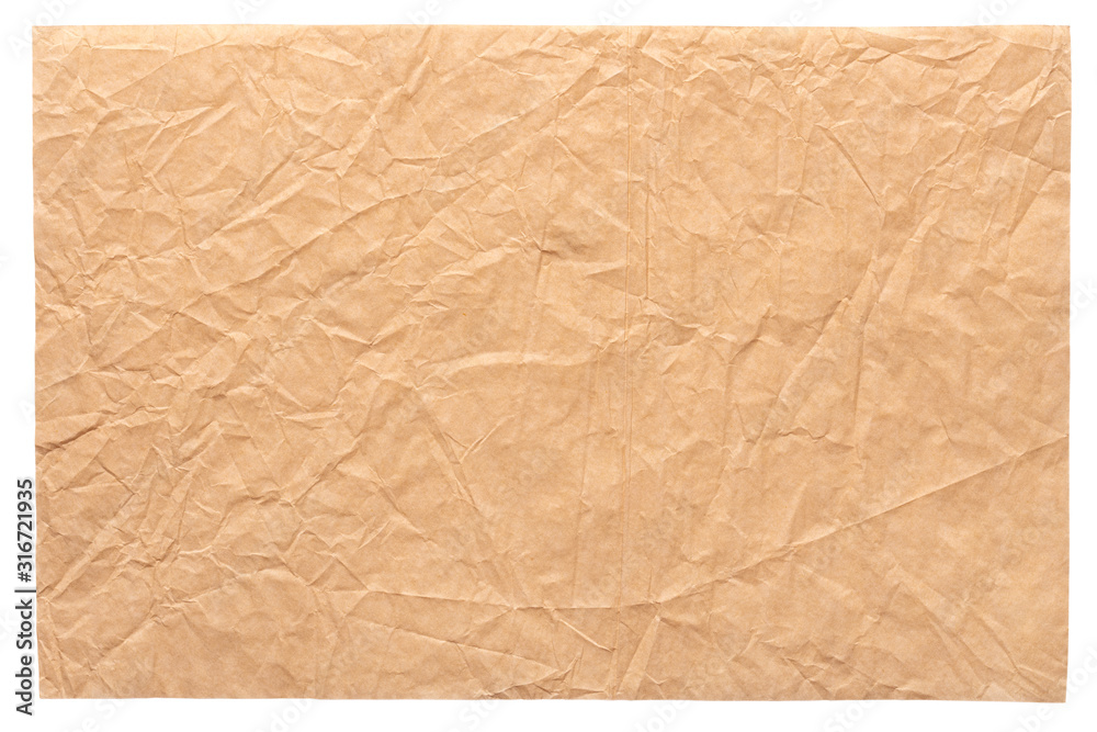 Isolated crumpled sheet paper texture for your new creative work.