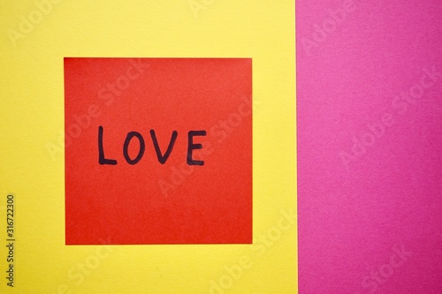 love handwritten on paper for valentine's day, romantic statement