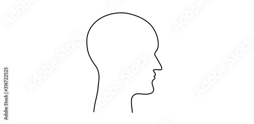 Head profile. The head of a man. Thoughts and brain work. Robot on a mission. Head contour.