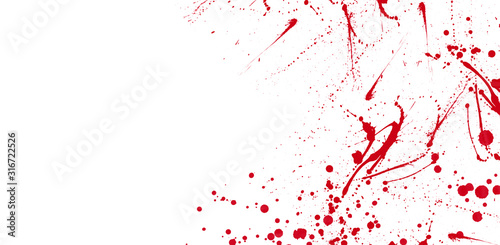 Red splashes and blots. Spots on a white background. Illustration.