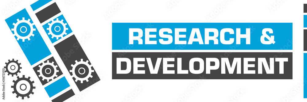 Research And Development Blue Grey Line Boxes Gears 