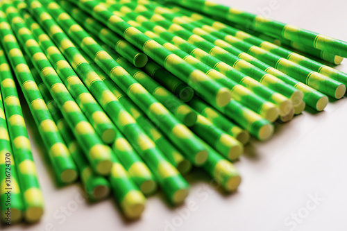 Stripped Green Paper Straws. Ideal for summer drinks and smoothies.