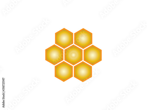 Bees, honey, honeycomb icon. Vector illustration, flat design.