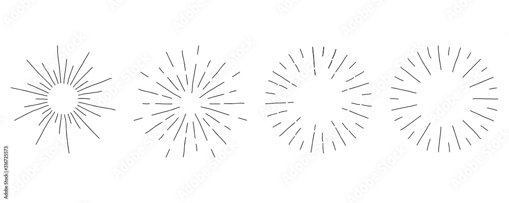Set of light ray. Hand Drawn vector illustration Set of light ray. Hand Drawn vector illustration