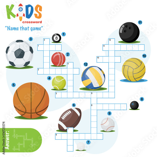 Easy crossword puzzle 'Name that game', for children in elementary and middle school. Fun way to practice language comprehension and expand vocabulary. Includes answers.