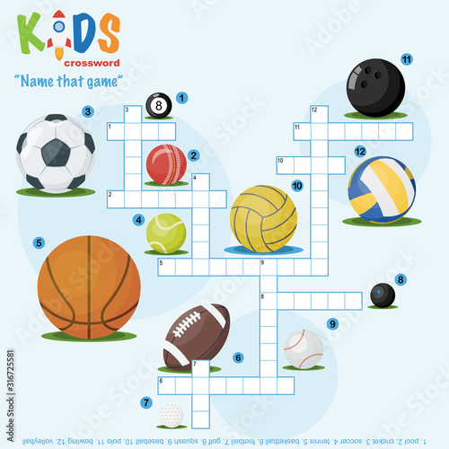 Easy crossword puzzle 'Name that game', for children in elementary and middle school. Fun way to practice language comprehension and expand vocabulary. Includes answers.