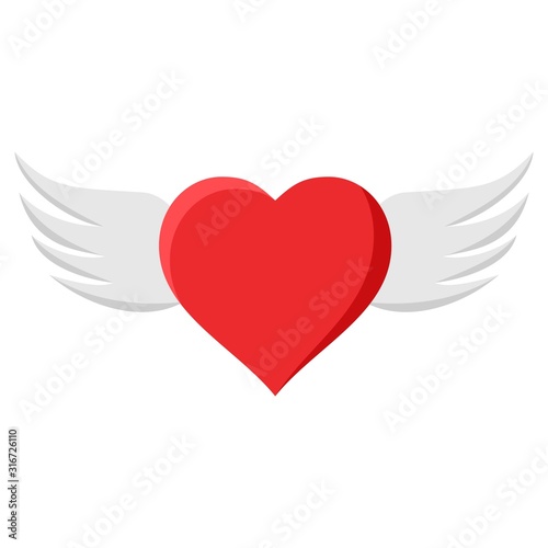 Heart with wings isolated on white background. Love and mercy concept. Winged heart. Vector illustartion