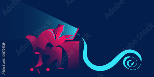 Copywriting business concept in red and blue neon gradients