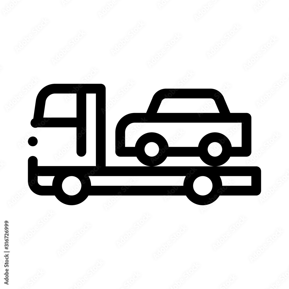 Car Evacuation Icon Vector. Outline Car Evacuation Sign. Isolated Contour Symbol Illustration