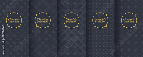 Set of dark vintage seamless backgrounds for luxury packaging design.