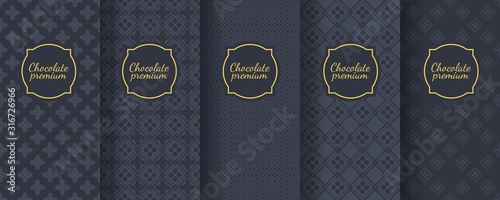 Set of dark vintage seamless backgrounds for luxury packaging design.