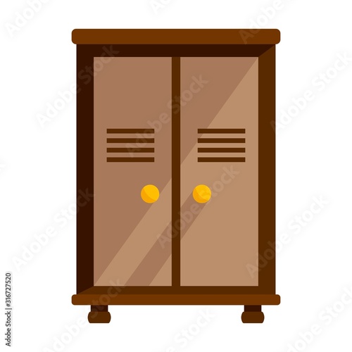 Closet wardrobe icon isolated on white background. Cupboard Natural wooden Furniture. Room interior element cabinet to create apartments design. Vector illustration