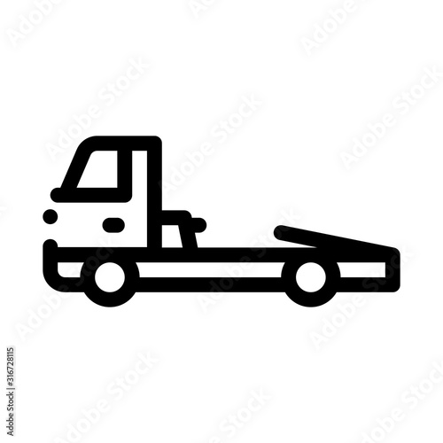 Tow Cargo Truck Icon Vector. Outline Tow Cargo Truck Sign. Isolated Contour Symbol Illustration