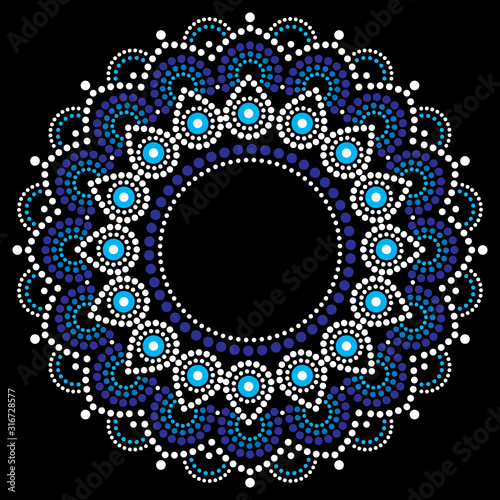 Aboriginal mandala dot paitining style - vector design, traditional dot art pattern with no middle part, indigenous decoration from Australia