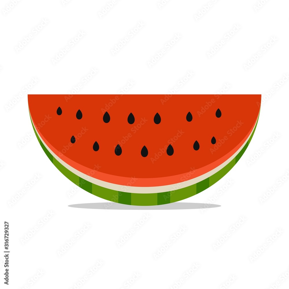 Slice of watermelon icon in flat style isolated on white background. Vector illustration. Slice of watermelon icon in flat style isolated on white background. Vector illustration.