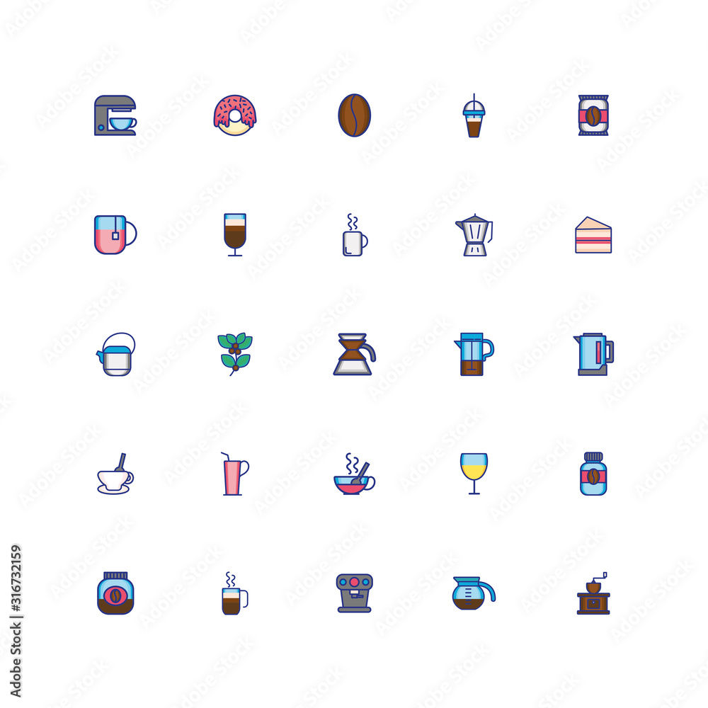 Fototapeta premium bundle of coffee set icons