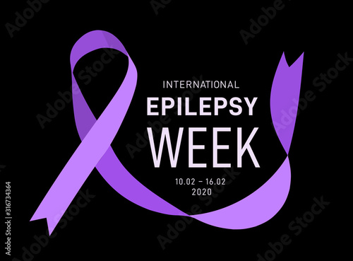 International epilepsy week with purple ribbon. Vector illustration