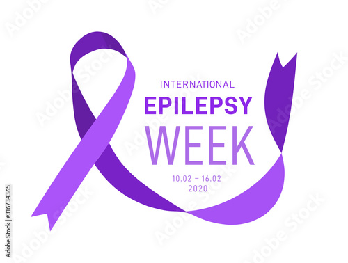 International epilepsy week with purple ribbon. Vector illustration