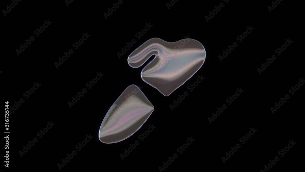 3D rendering of distorted transparent soap bubble in shape of symbol of marker isolated on black background 3D rendering of distorted transparent soap bubble in shape of symbol of marker isolated on black background