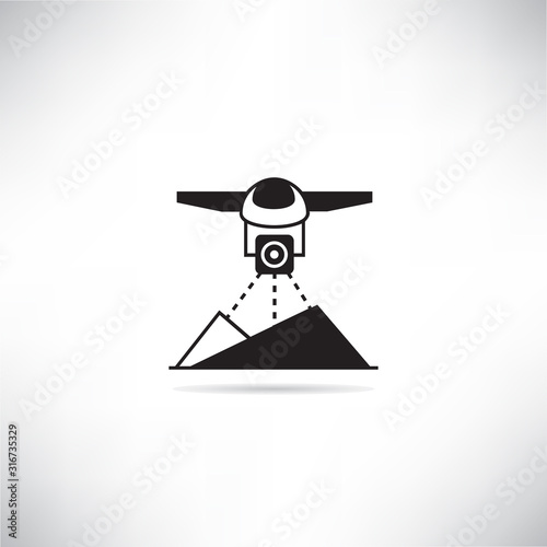 drone scanning land farm and agriculture product for smart farm concept icon