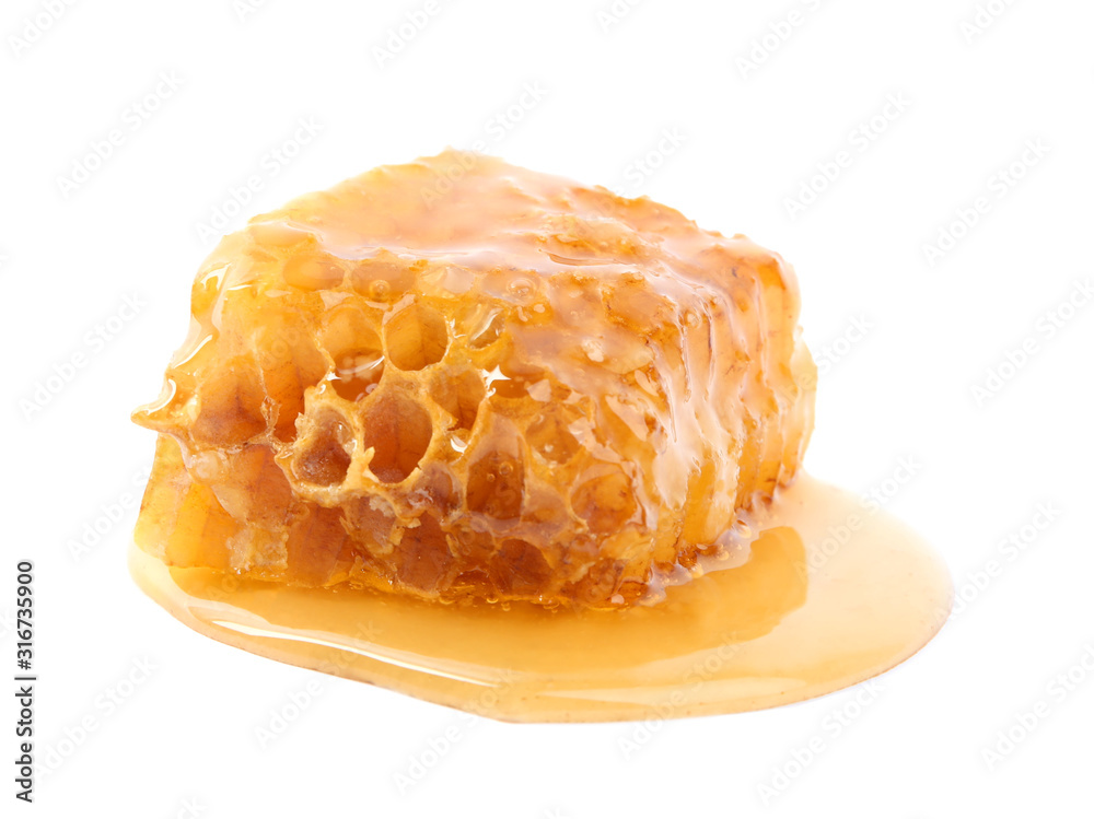 Piece of tasty fresh honeycomb isolated on white Piece of tasty fresh honeycomb isolated on white