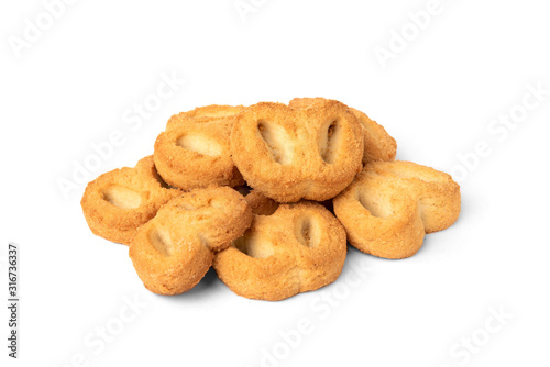 Shortbread pastry ear isolated on white background.