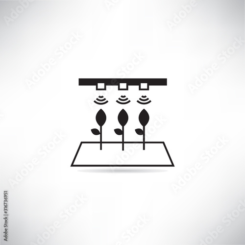 plant and automatic sprinkler for smart farm concept icon