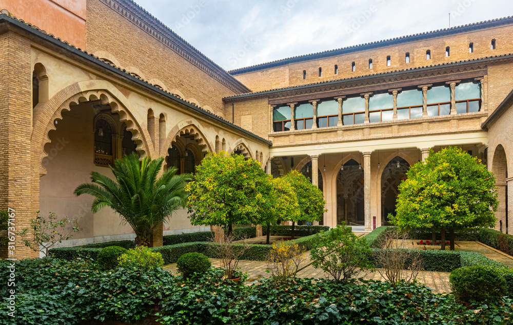 Courtyard in Aljaferia Palace in Zaragoza