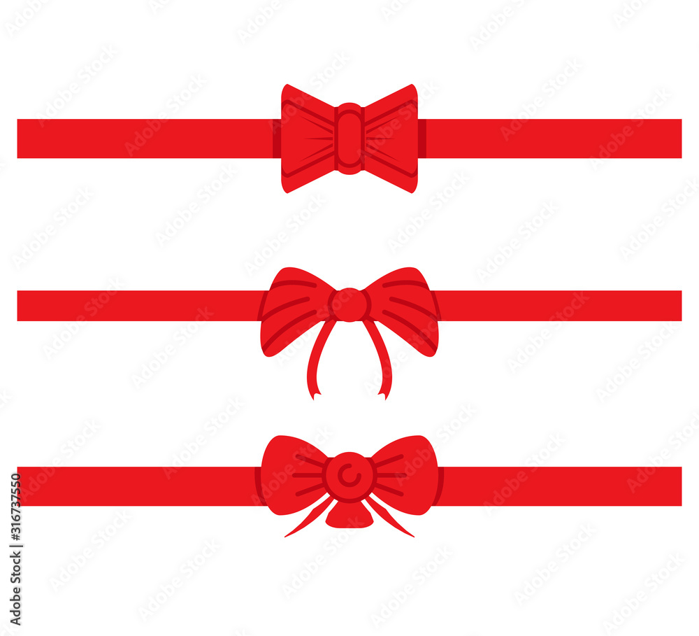 red ribbons, red bows for gift and card decoration red ribbons, red bows for gift and card decoration