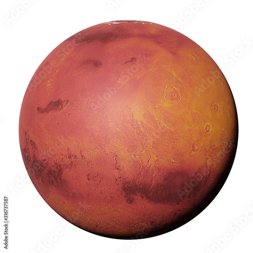 Fototapeta Naklejka Na Ścianę i Meble -  planet Mars in natural colors isolated on white background