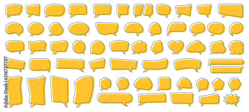 Set of cute colorful speech bubbles or dream clouds for dialog.