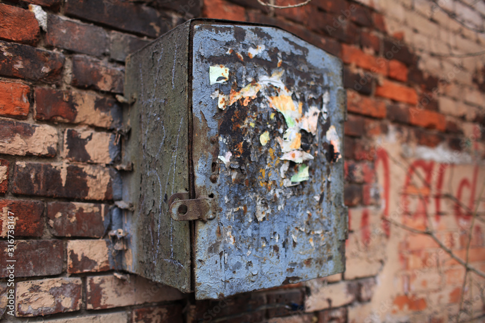 old rusty mailbox on a brick wall old rusty mailbox on a brick wall