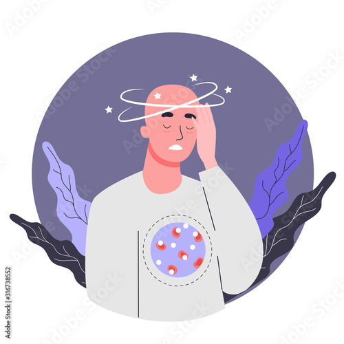 Side effects of chemotherapy. Patient suffer from cancer disease.