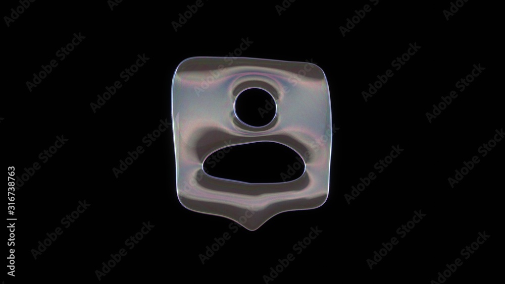3D rendering of distorted transparent soap bubble in shape of symbol of pin isolated on black background 3D rendering of distorted transparent soap bubble in shape of symbol of pin isolated on black background